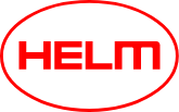 Rotes HELM-Logo in einem roten Oval auf weißem Hintergrund