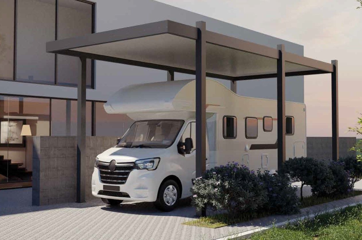 Mobile-home sous un carport