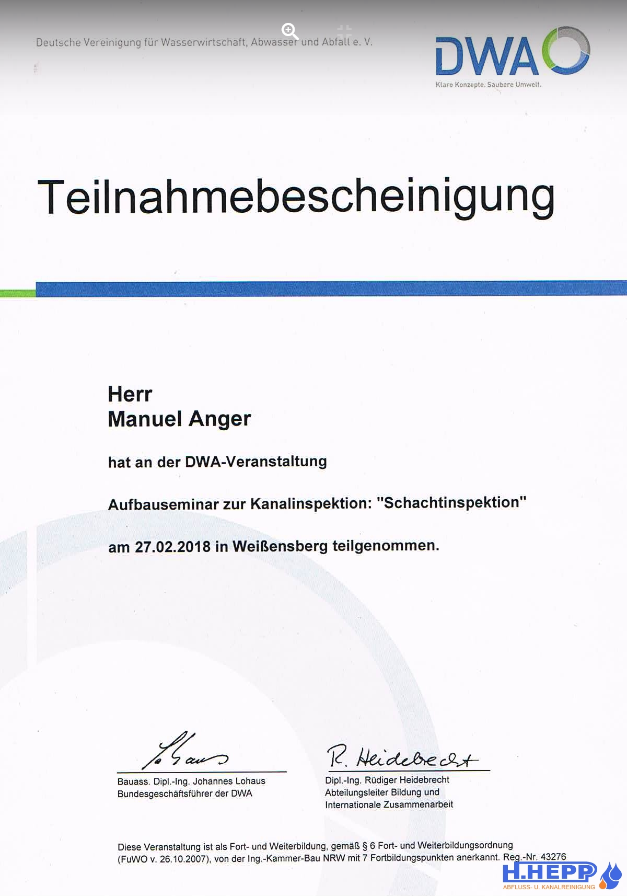 Teilnahmebestätigung Weiterbildung