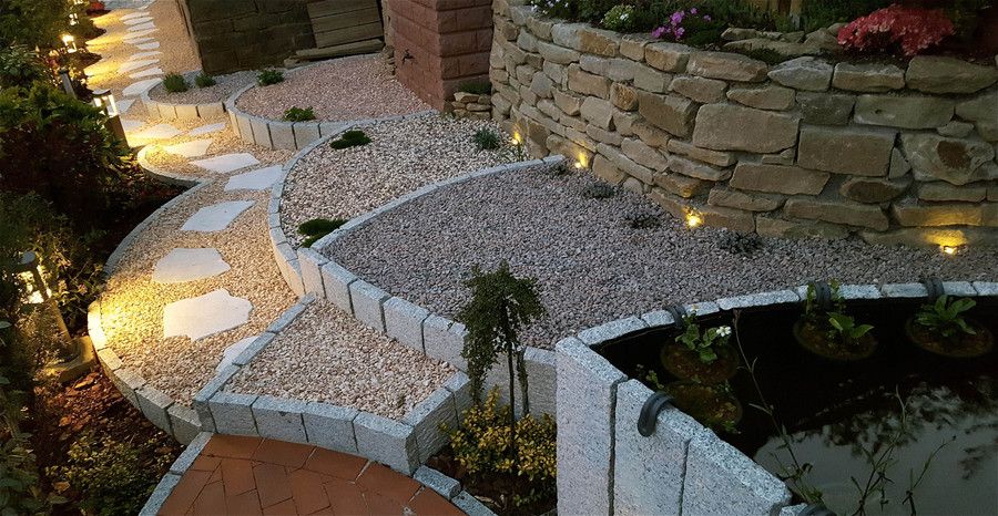 Abendssicht eines Gartens