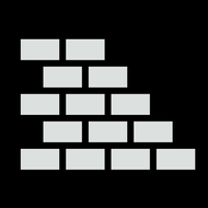 Un icono de pared de ladrillo blanco sobre un fondo negro.