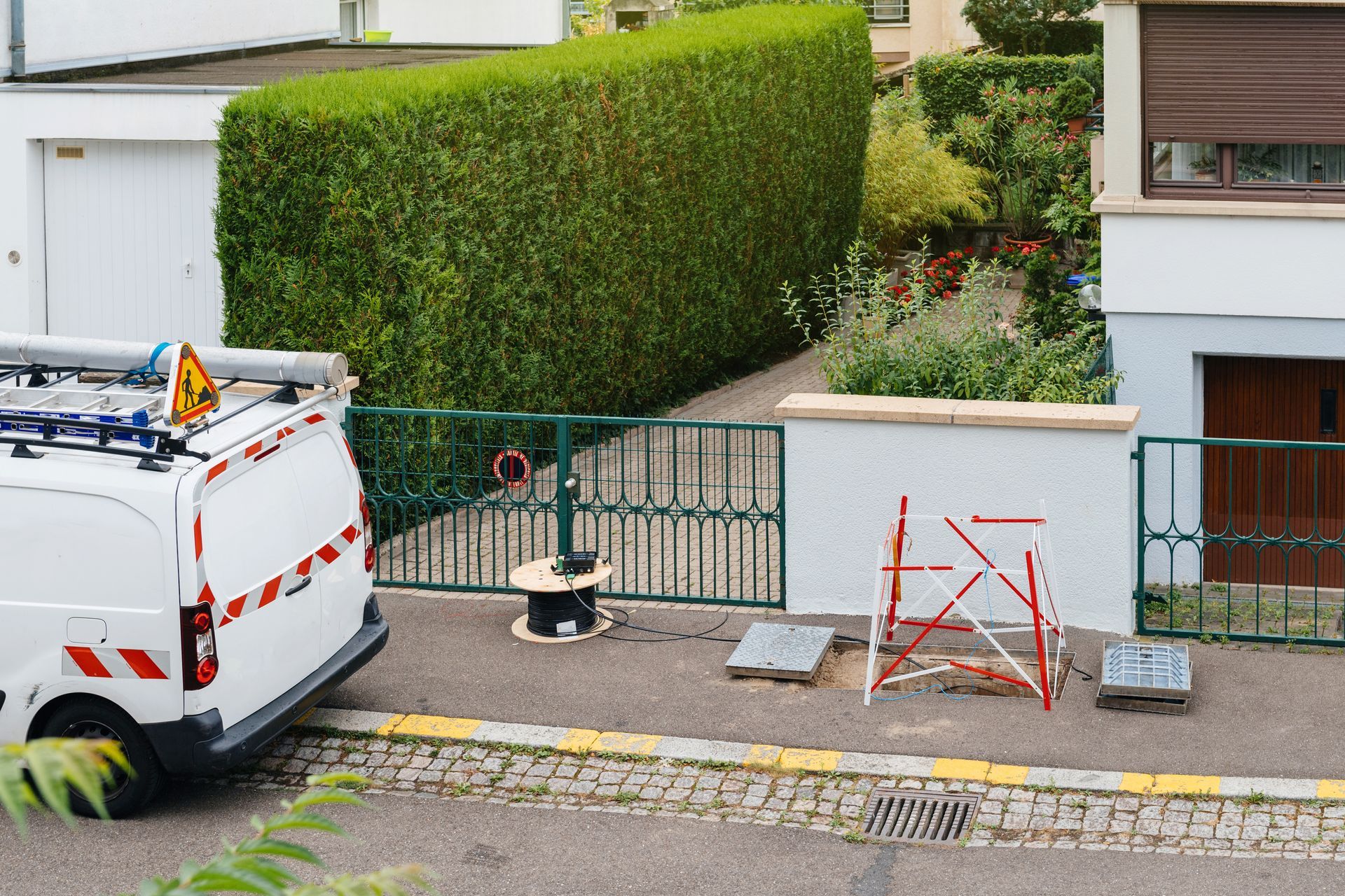 Camion fibre dans la rue