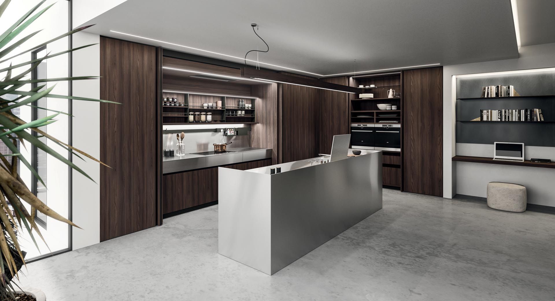 Plan de travail dans cuisine effet bois