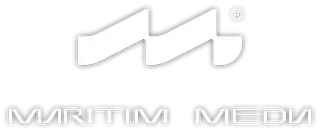 El logotipo de Maritim Media es un logotipo blanco sobre un fondo blanco.