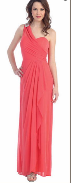 Robe rose saumon - une manche