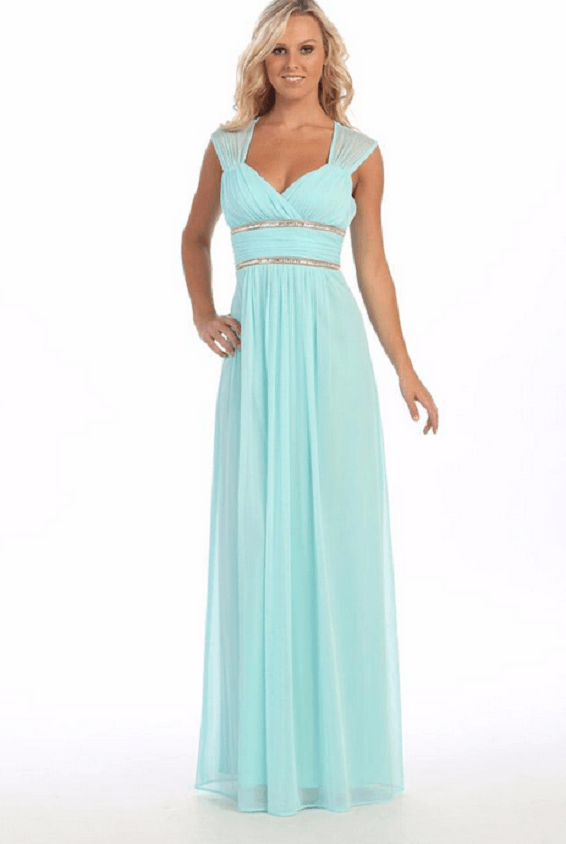 Robe longue bleu aigue-marine