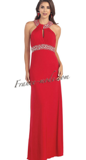 Robe de soirée élégance - rouge et argentée