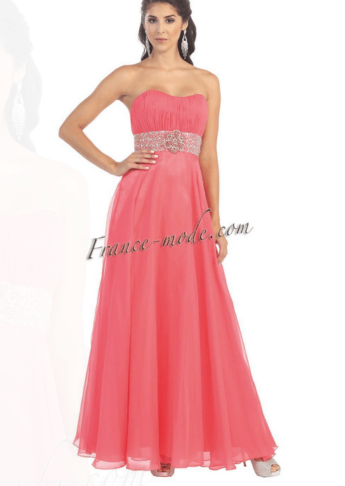 Robe de soirée élégance - rose avec ceinture argentée