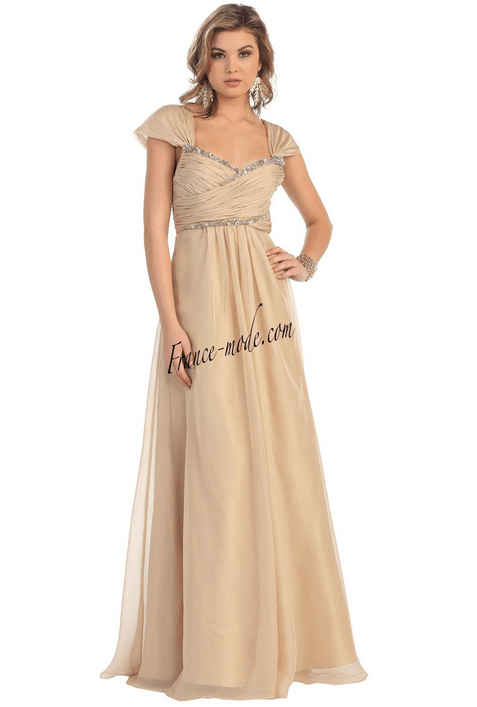 Robe de soirée élégance - vanille et argentée