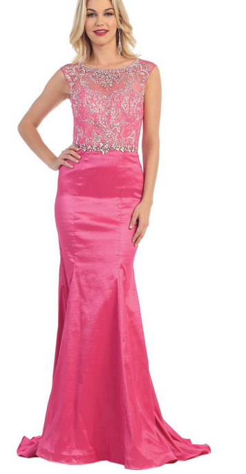 Robe de soirée rose vif