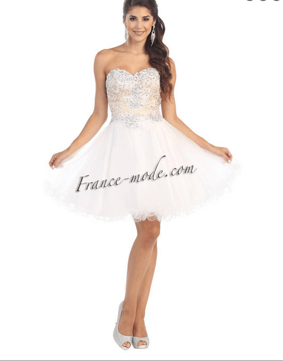 Robe bustier blanc et argent