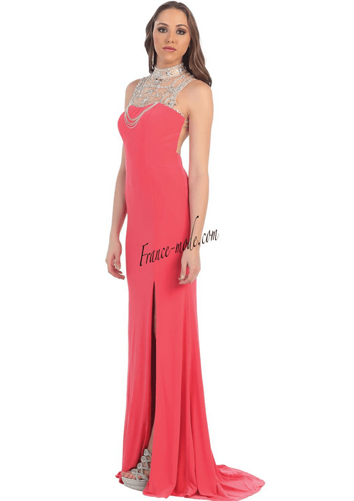 Robe de soirée rose incarnat