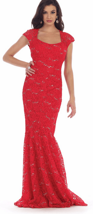 Robe de soirée élégance - rouge et argenté