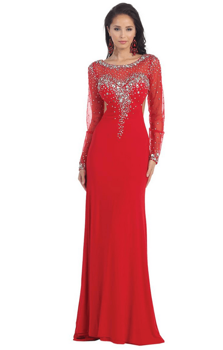 Robe rouge à manches longues