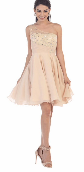 Robe à une manche - couleur beige sable