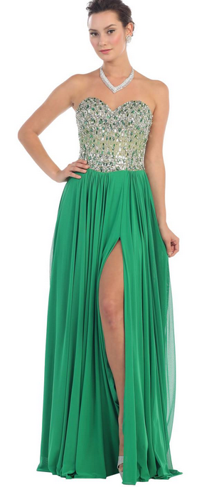 Robe bustier verte malachite et argentée