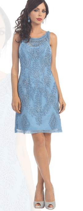 Robe bleu à dentelle