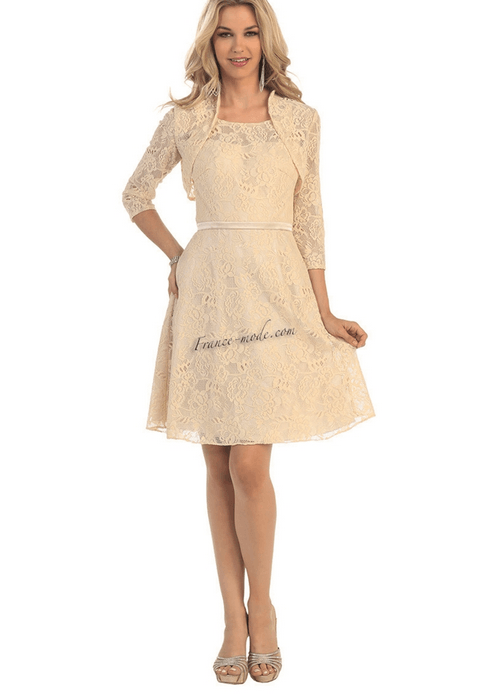Robe avec bolero beige crème