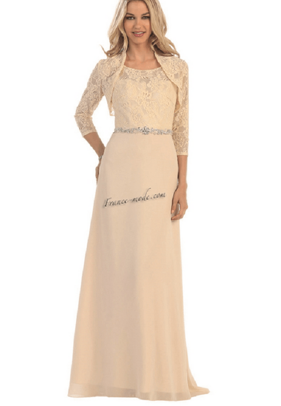 Robe longue couleur beige poudre