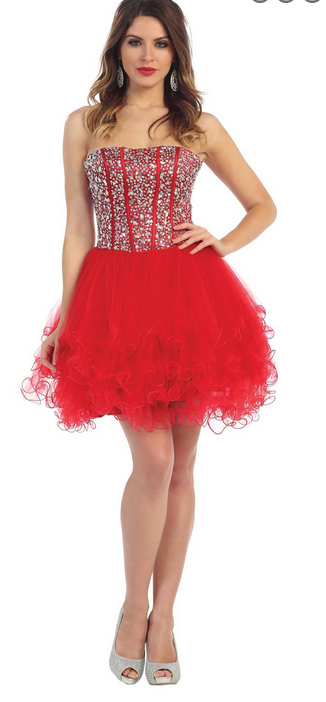 Robe bustier rouge et argent