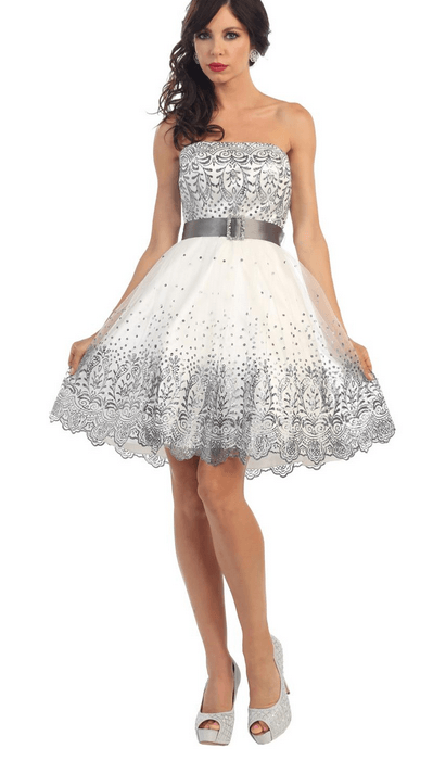 Robe bustier blanc et argent