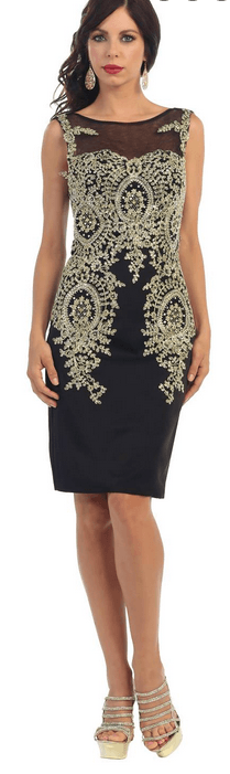 Robe courte - noire et dorée