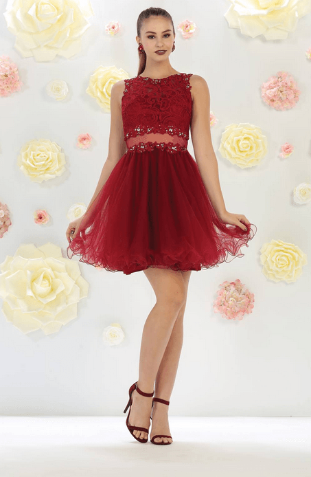 Robe courte rouge bordeaux