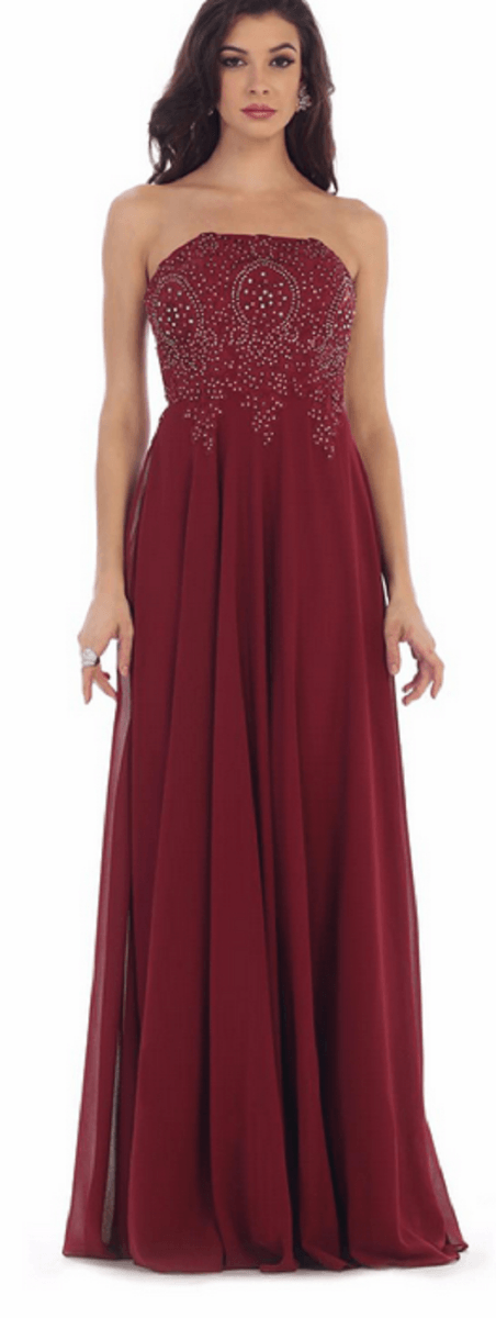 Robe bustier rouge bordeaux