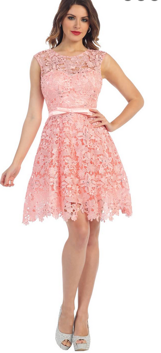 Robe courte - rose dragée