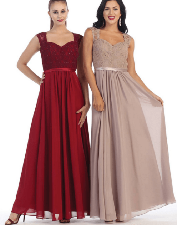 Robe rouge et robe rose