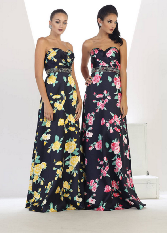 Robe jaune et robe rose à fleur