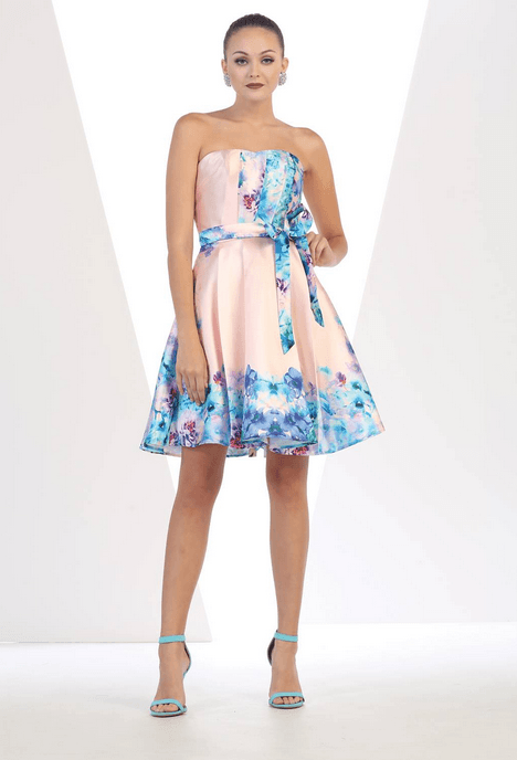 Robe bustier rose et bleu
