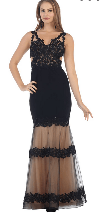 Robe de soirée noire et beige