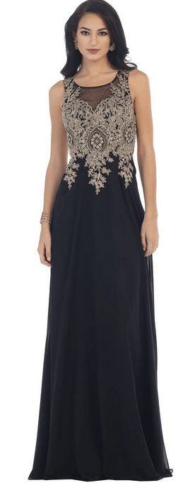 Robe de soirée noire et grège