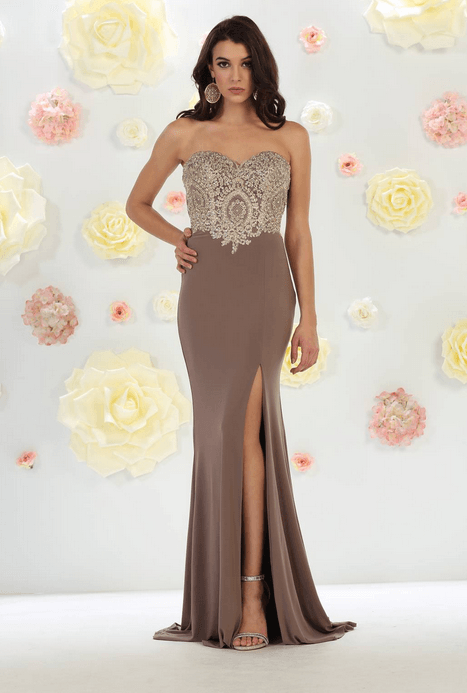 Robe de soiréebustier - couleur sépia