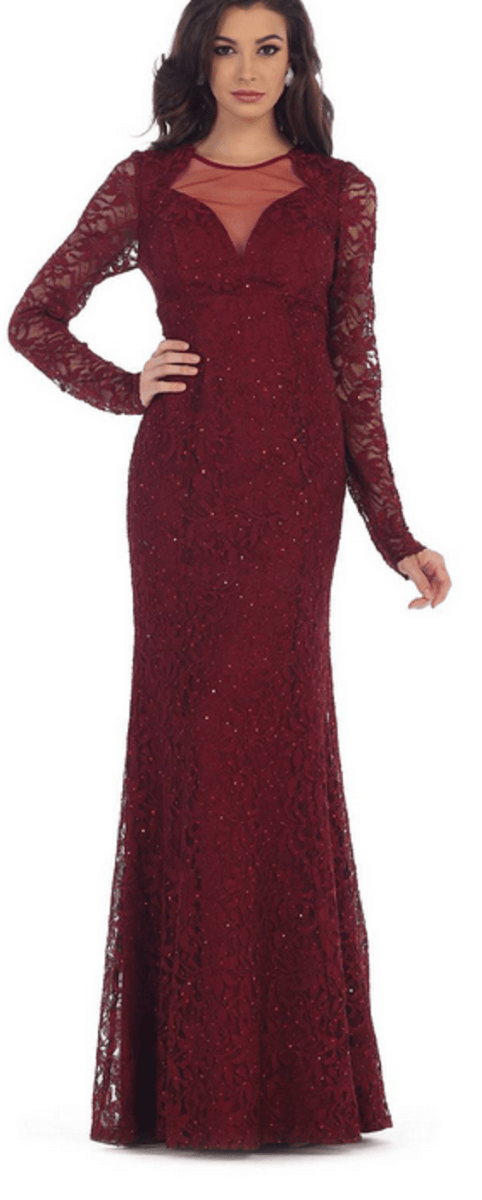 Robe bleu rouge manches longues