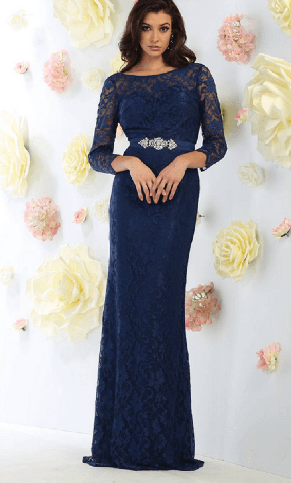 Robe bleu nuit manches lognues