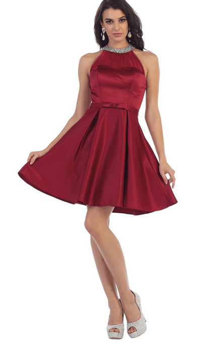 Robe courte rouge bordeaux