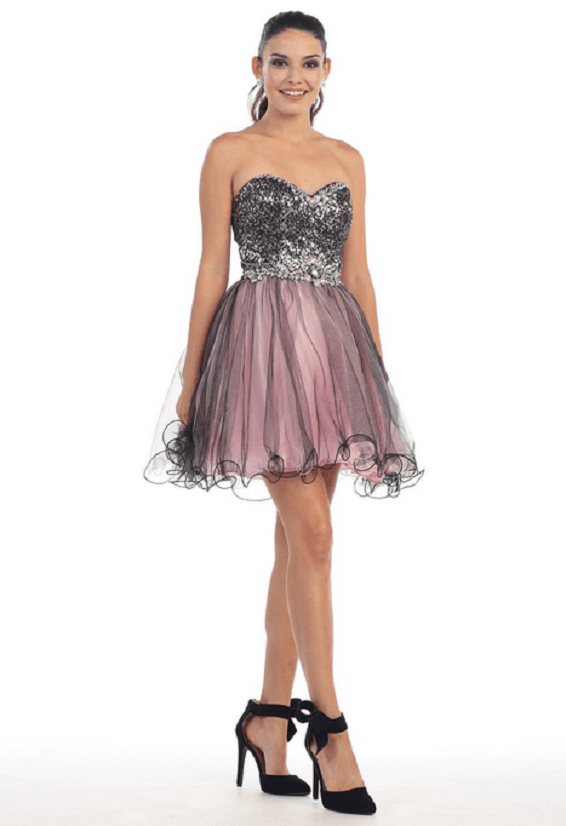 Robe bustier rose et argentée