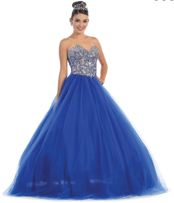 Robe de princesse bustier - bleu roi