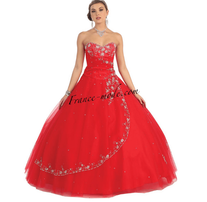 Robe de princesse bustier - couleur rouge et argenté