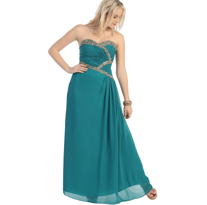 Robe bustier - couleur bleu paon