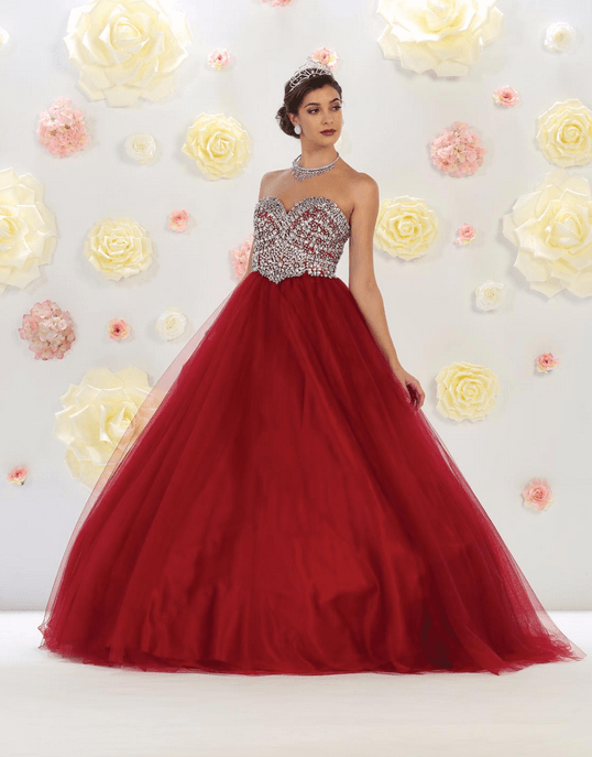 Robe de princesse bustier - rouge bordeaux