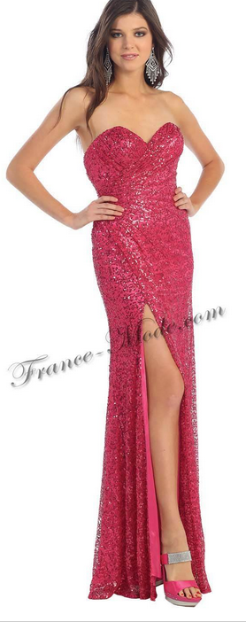 Robe de soirée rose vif