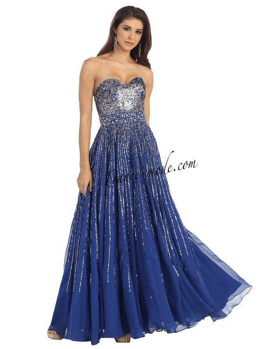 Robe bustier bleu et argenté