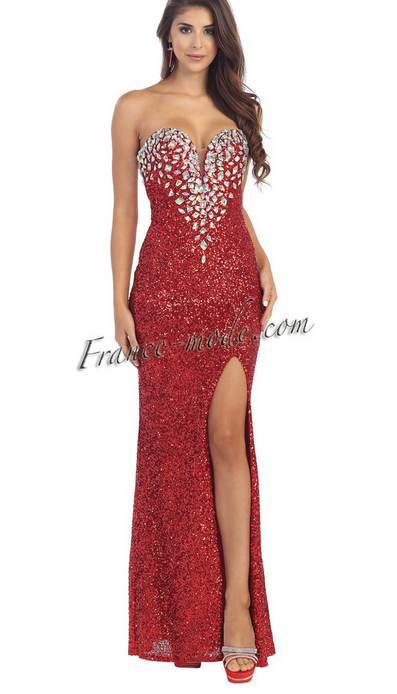 Robe bustier rouge ou dorée