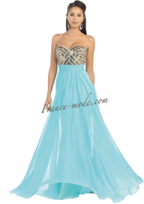 Robe bustier bleu dragée et argentée