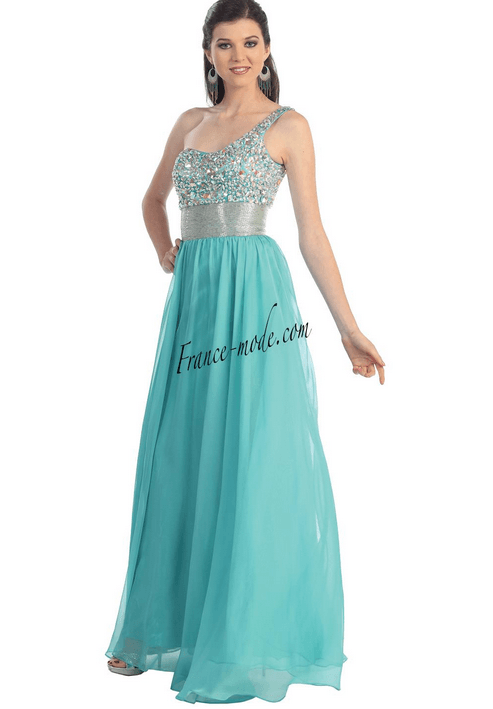 Robe asymétrique - couleur mers du sud