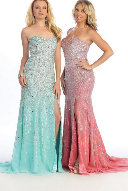 Robe de soirée - bustier bleu turquoise ou rose saumon