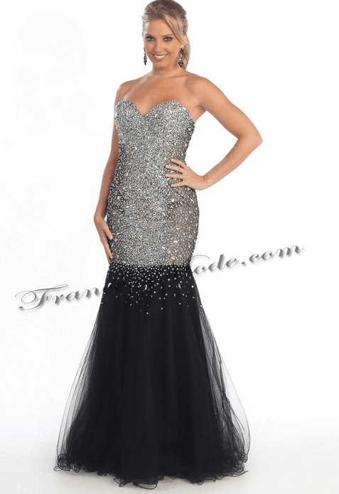 Robe de soirée - bustier noire et argentée